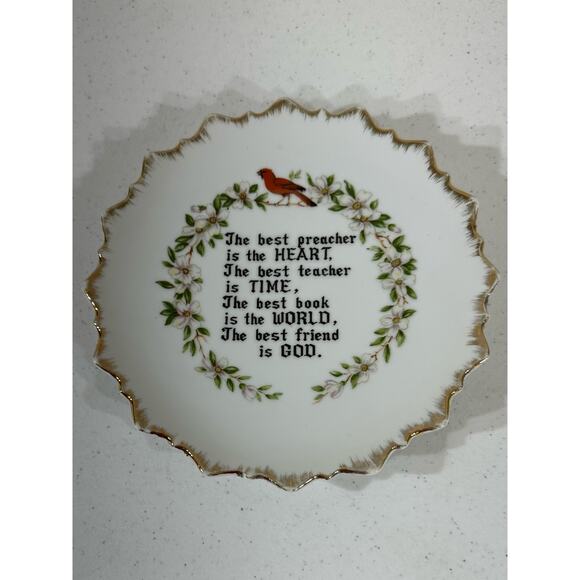 Best Friend Is God Decorative Plate Gold Trim Heart Time World Vintage Religious - Picture 1 of 7